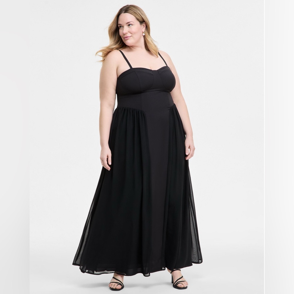 SENI & CADE Plus Size Sweetheart-Neck Sleeveless Gown - Black, 2X